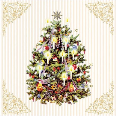 Servetele 33x33cm - X-Mas Tree Cream