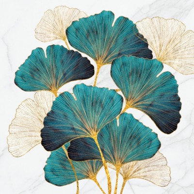 Gold and Emerald Ginkgo - SERVETELE 33X33CM