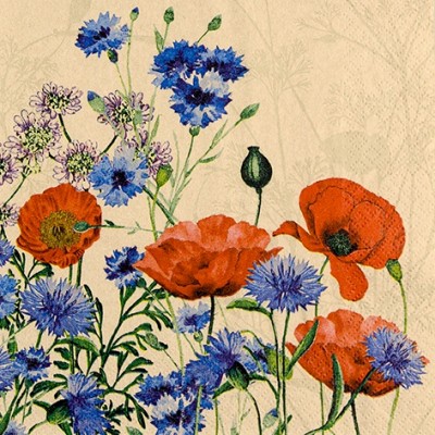 SERVETELE 33X33CM - WILD POPPIES