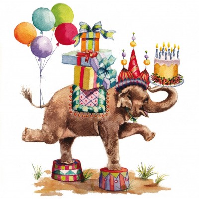 SERVETELE 33X33CM - JUMBO BIRTHDAY WHITE