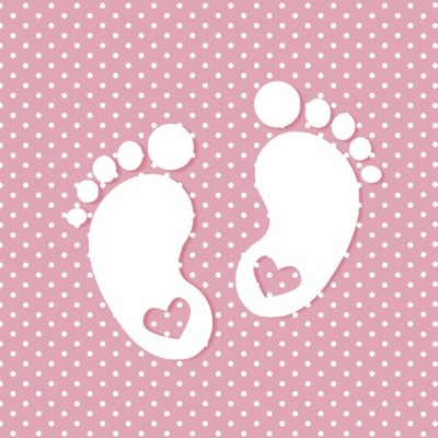 SERVETELE 33X33CM - LITTLE FEET PINK