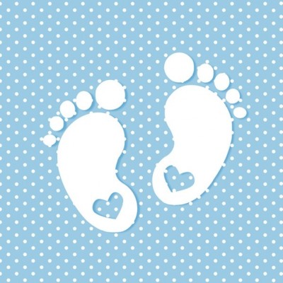 SERVETELE 33X33CM - LITTLE FEET BLUE