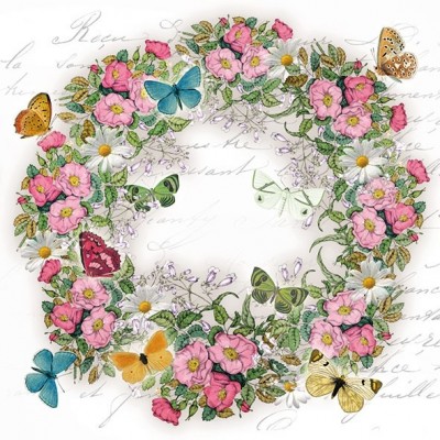 SERVETELE 33X33CM - WREATH OF FLOWERS