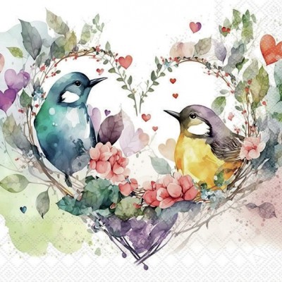 SERVETELE 33X33CM - LOVING BIRDS