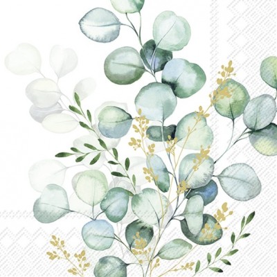 SERVETELE 33X33CM - EUCALYPTUS BOUQUET GOLD