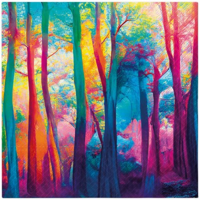 SERVETELE 33X33CM - COLORFUL MAGIC FOREST