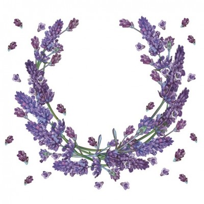 SERVETELE 33X33CM - LAVENDER WREATH