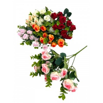 FLORI ARTIFICIALE BUCHET - TRANDAFIRASI CU EUCALIPT H:30CM - DIVERSE CULORI